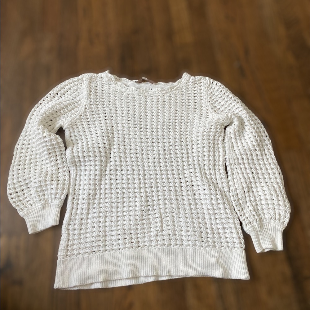 Loft White open knit Small sweater
